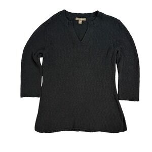 Tommy Bahama Black Knit V Neck Tunic Sweater 3/4 Sleeve Women's Medium